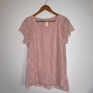 XL Maurice’s Pink Lace Short Sleeve Top